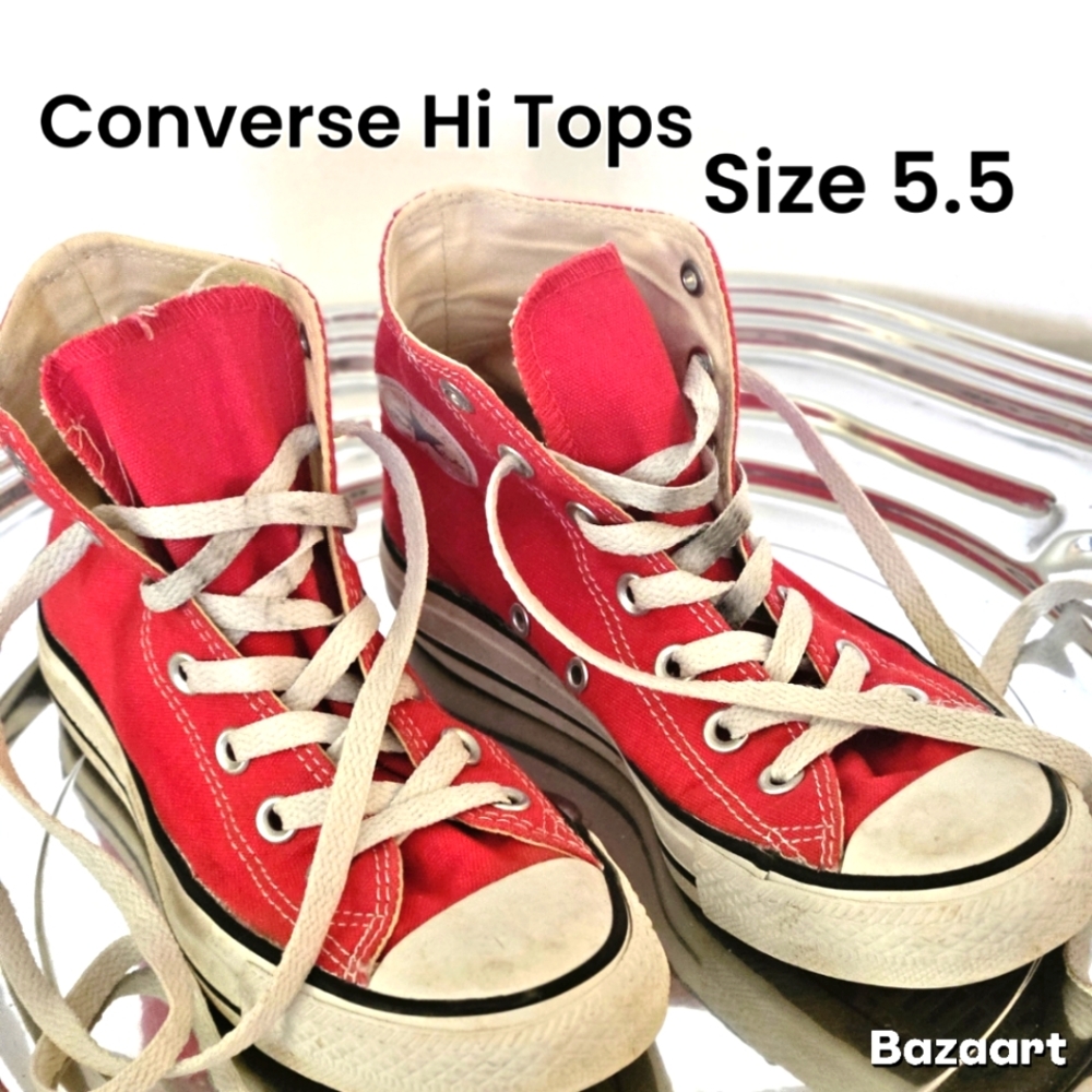 Converse Red Hi Tops Sneakers Size 5.5